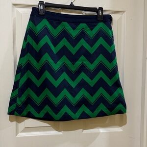 The Limited Green and Blue Chevron Mini Skirt